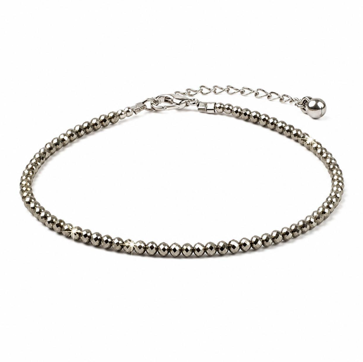 Pyrite Anklet — Natural Pyrite & Garnet Prosperity Anklet
